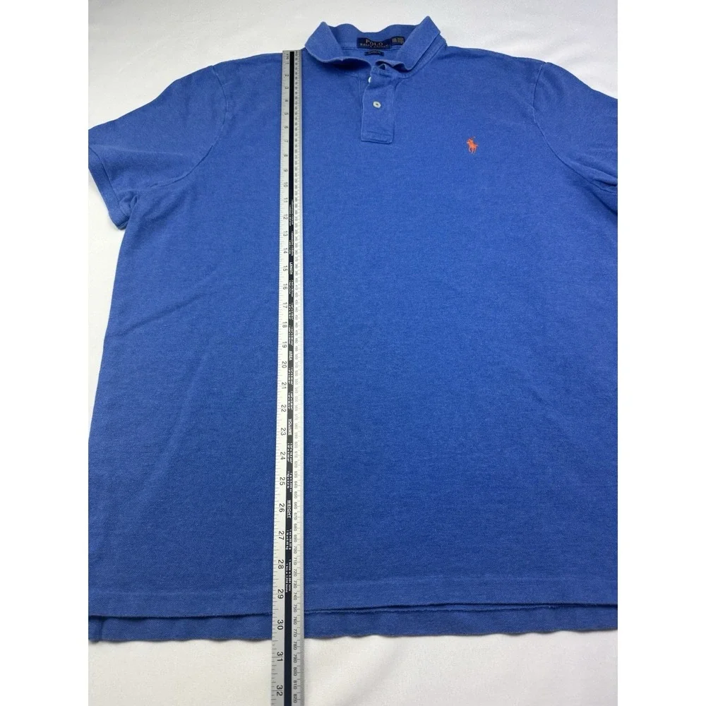 Ralph Lauren Polo Shirt‎ Mens XXL Classic Fit Blue Red Pony Pocket SS
